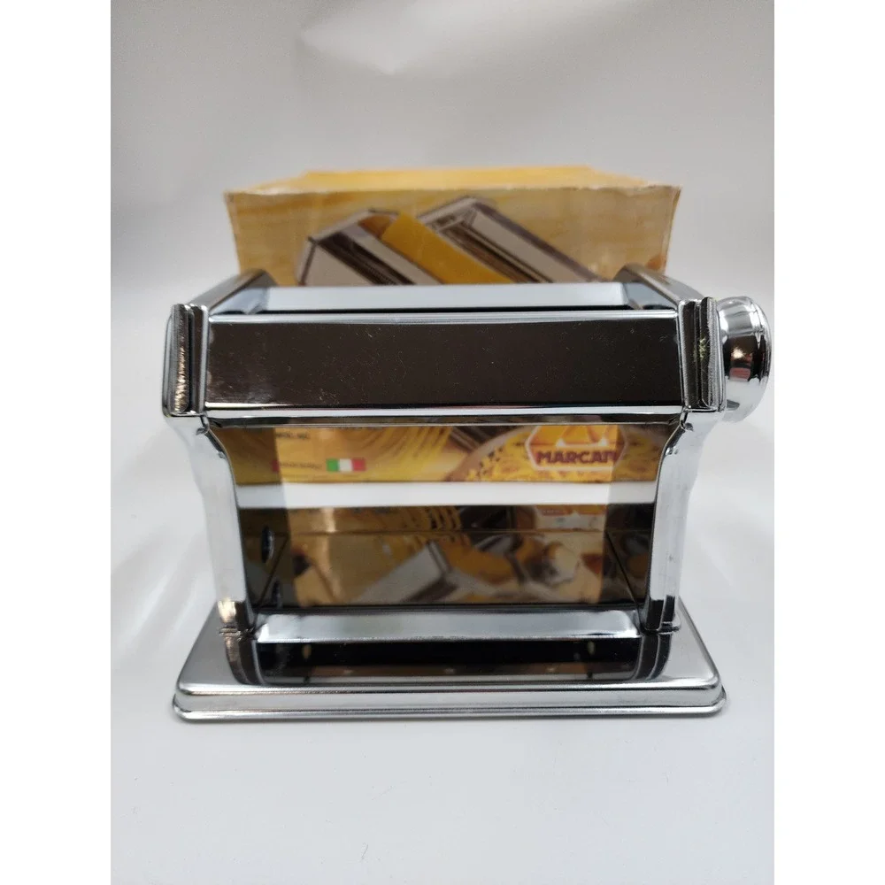 Marcato Atlas 150 Deluxe Manual Pasta Maker Machine Made in Italy Chrome Silver